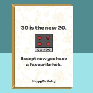 Divertente biglietto di compleanno per il 30° compleanno - Personalizzato - Per lui o per lei - Per qualcuno che compie 30 anni - Biglietto d'auguri - Hob preferito