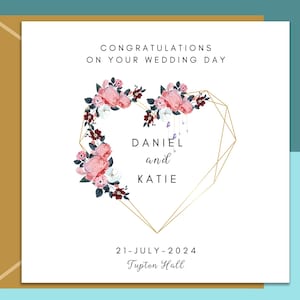 Cartão de casamento personalizado - Cartão de dia de casamento personalizado para marido e mulher - Cartão perfeito para o dia especial de qualquer pessoa