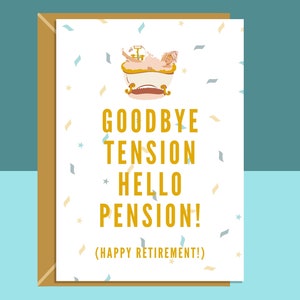 Carte de retraite amusante - Hello Pension - Idéale pour un ami ou un collègue qui prend bientôt sa retraite - Pour lui ou pour elle