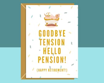 Funny Retirement Card - Hello Pension - Ideal for your friend and colleague retiring soon - For him or for her