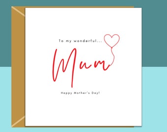Mother's Day Card Personalised inside for your Mum - Perfect Greetings Card this Mothers Day