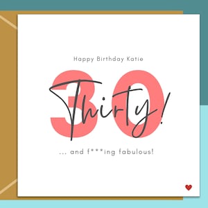Divertente biglietto di auguri per il 30° compleanno - Personalizzato - Per lei o per lui - Biglietto di auguri perfetto per un amico o qualcun altro che compie 30 anni.