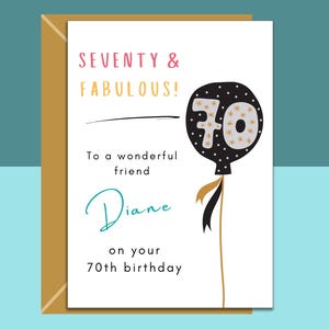 Biglietto di auguri per il 70° compleanno di un amico / Biglietto di auguri di compleanno personalizzato / 70 anni / Personalizzato / Per lui o per lei / Idee regalo di buon compleanno per un amico
