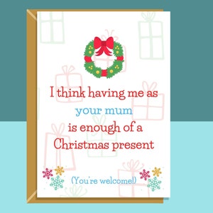 Grappige kerstkaart voor zoon of voor dochter - van mama - Ideale kaart voor uw kinderen deze kerst - kan worden gepersonaliseerd