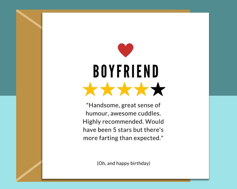 Funny Boyfriend Birthday Card - Personalised - More Farting - For Him - BF - On his birthday - From Girlfriend or Boyfriend - Large or Small image 2