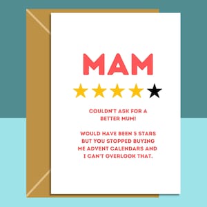 Funny Mother’s Day Card - Mam - 4 Étoiles - Fête des Mères Royaume-Uni