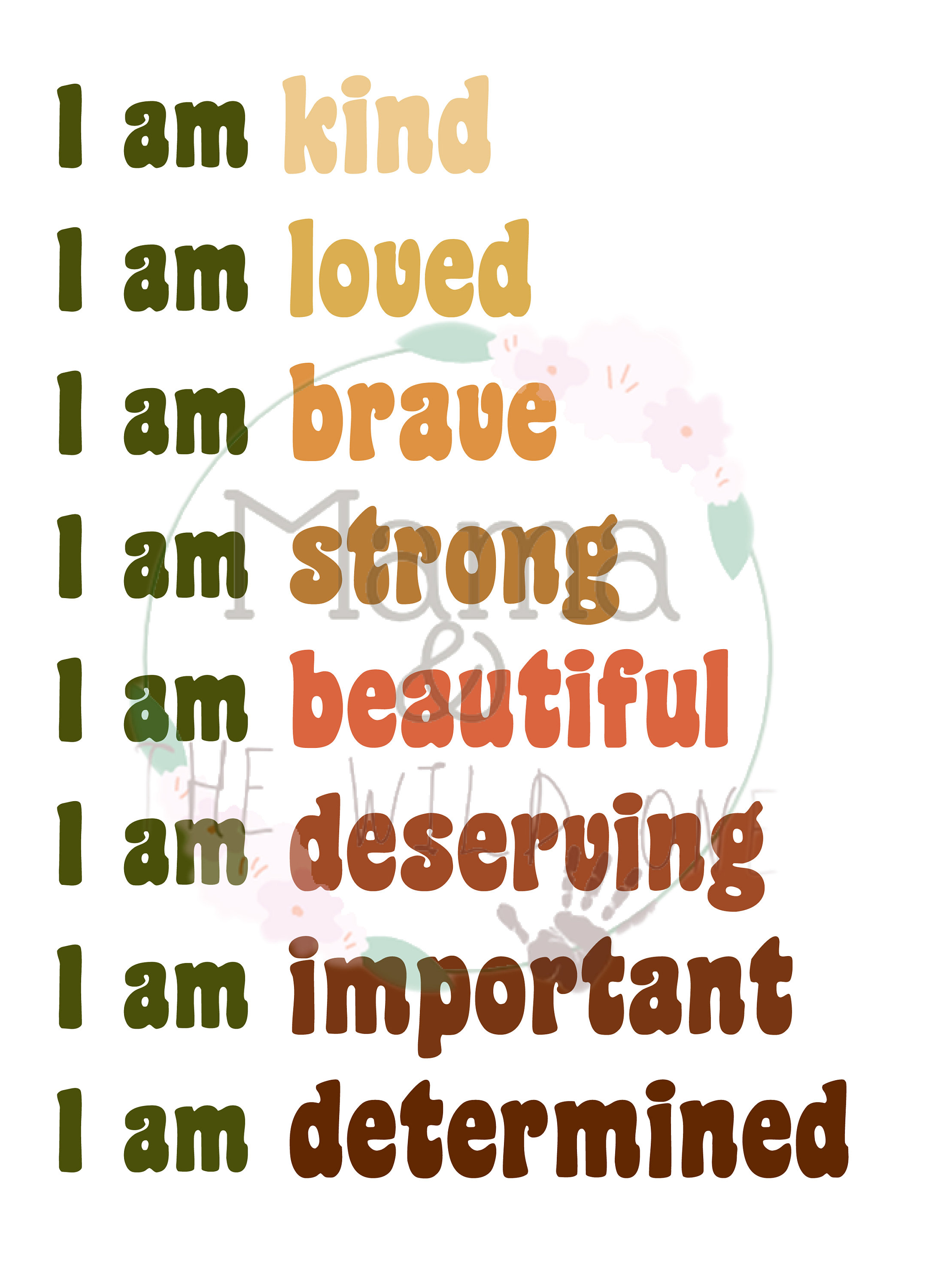 Kids Affirmations I Am Strong Children's Wall Art Etsy