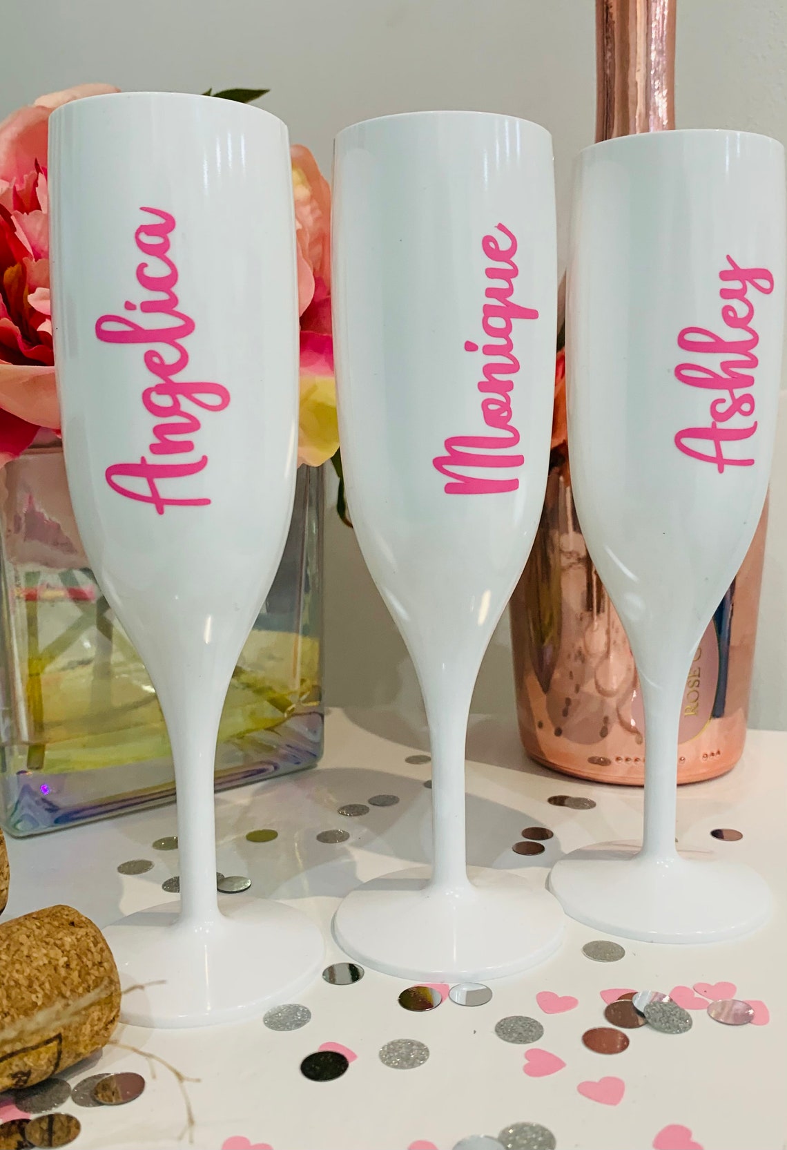 Flûtes à Champagne en plastique Blanc personnalisée Flûte Etsy