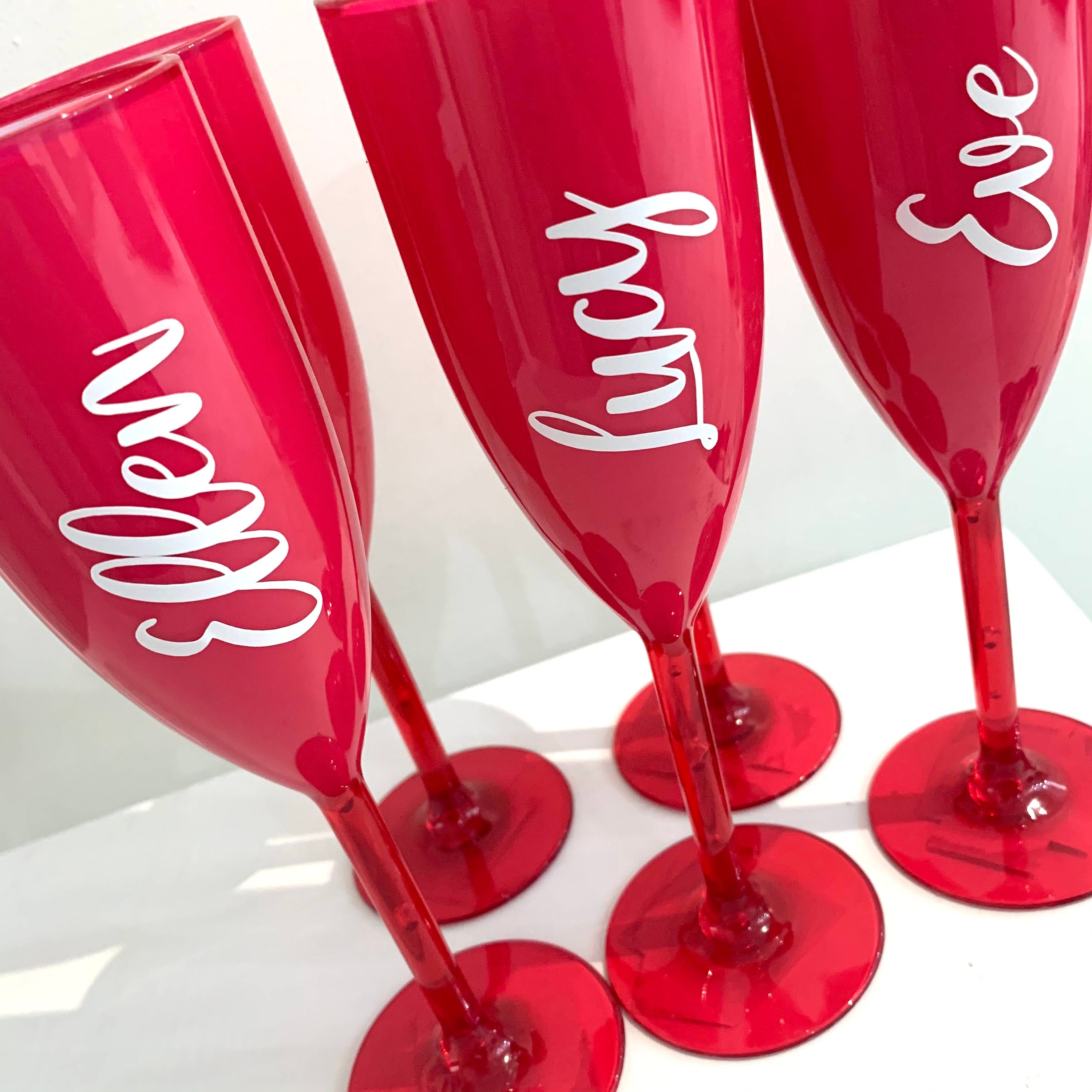 Red Plastic Champagne Flutes Party Cup Reusable Flute Etsy
