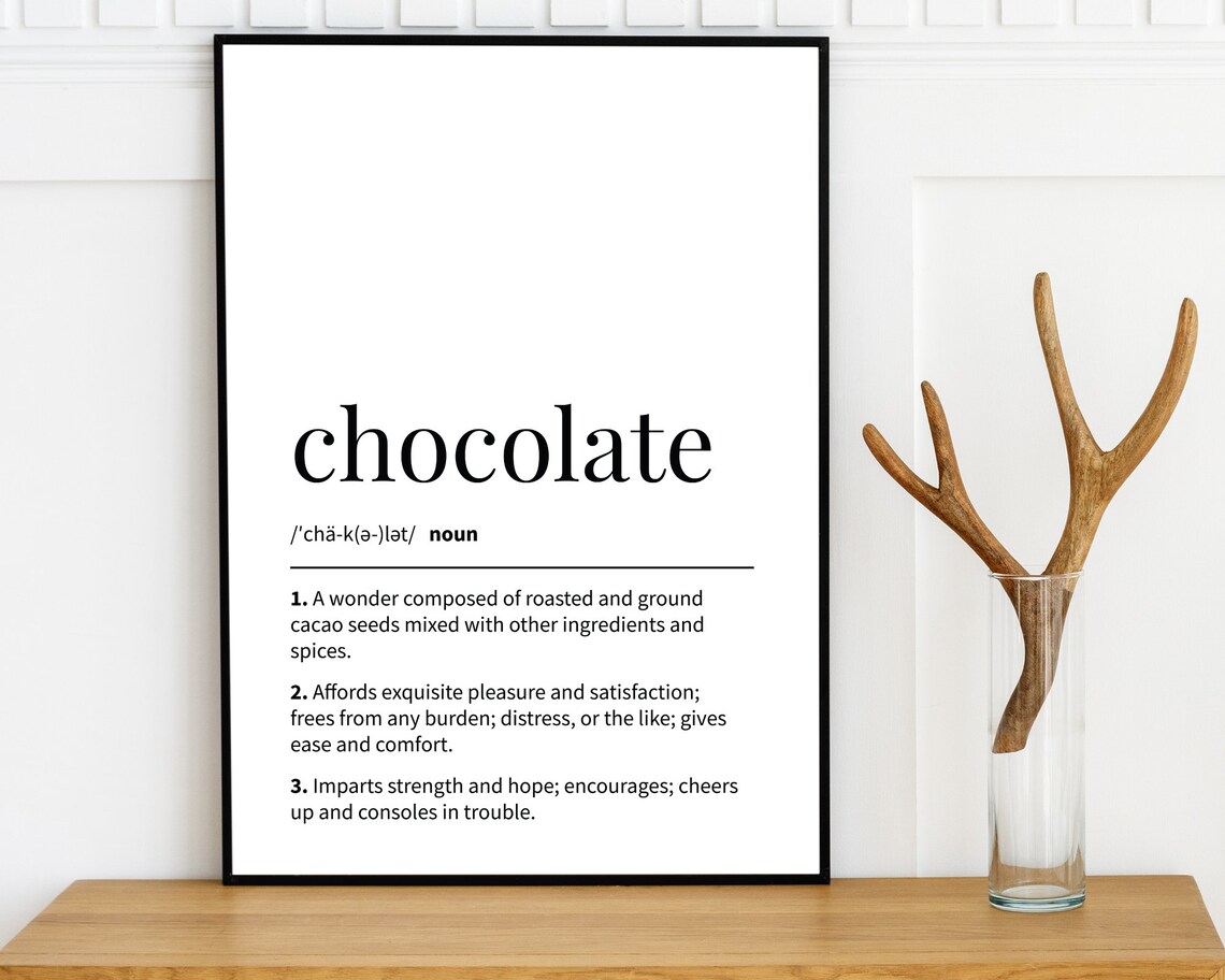 Chocolate Printable Definition Wall Art Kitchen Art Print Etsy