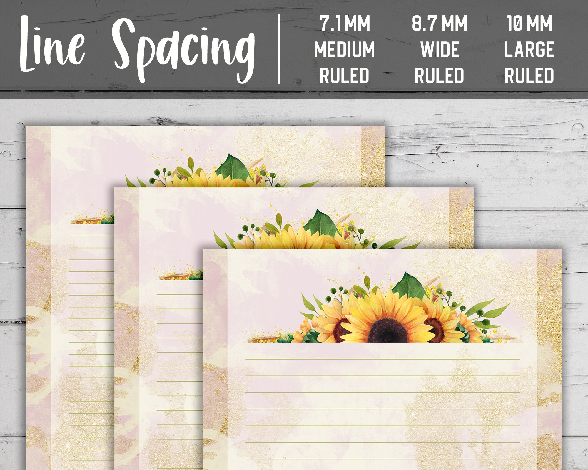 Sunflower Writing Paper Printable Floral Stationery Lined | Etsy