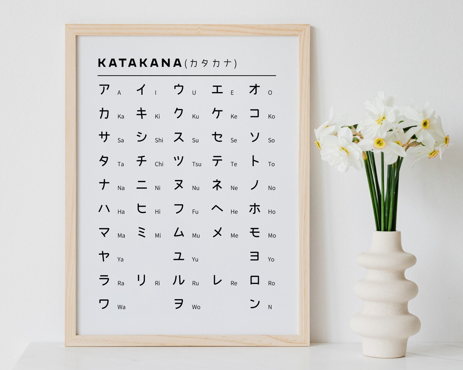 katakana chart printable japanese alphabet art print asian