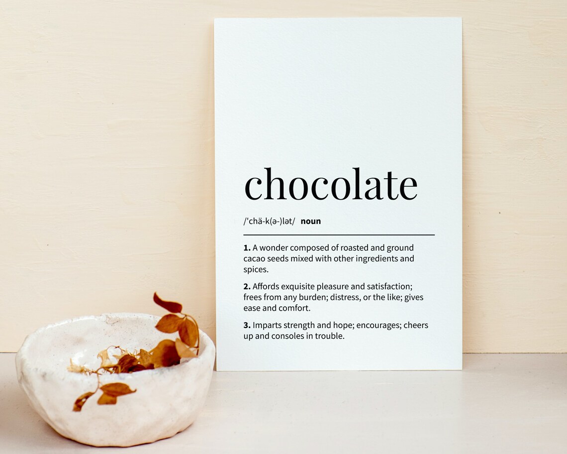 Chocolate Printable Definition Wall Art Kitchen Art Print Etsy
