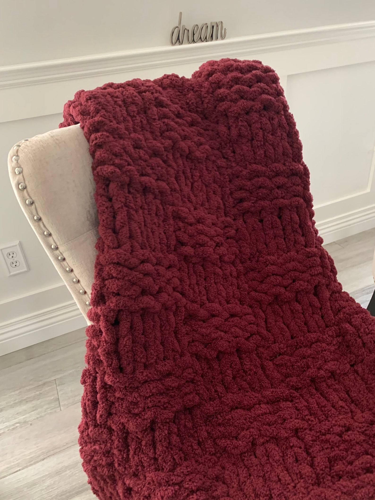 Chunky Knit Chenille Basket Weave Throw Blanket Jumbo Yarn Etsy