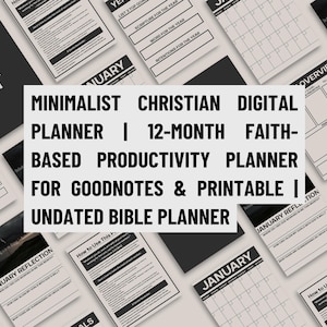 Minimalist Christian Digital Planner | 12-Month Faith-Based Productivity Planner for GoodNotes & Printable | Undated Bible Planner