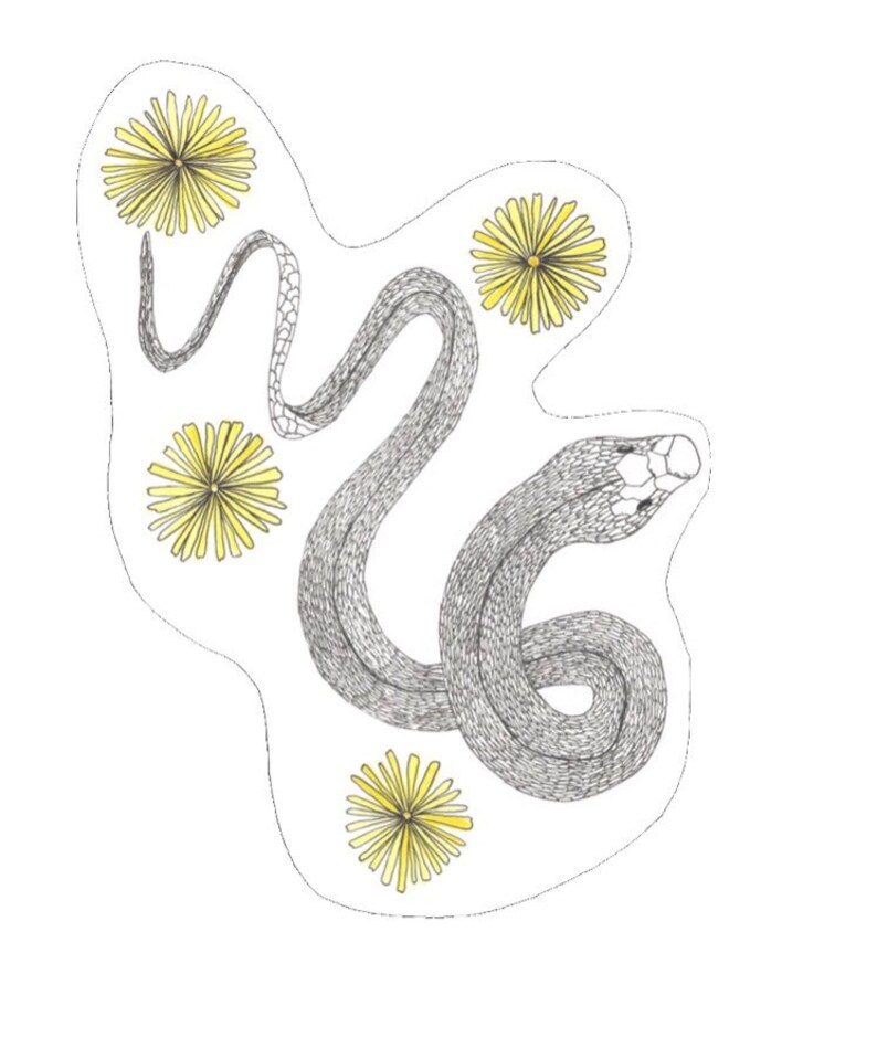 Snake and Flower Stickers Waterproof Sticker Summer Vibe Sticker Water Bottle