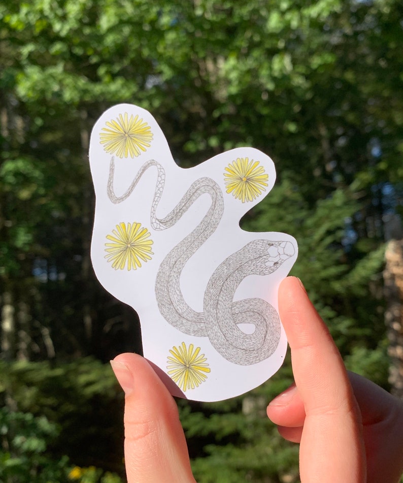 Snake and Flower Stickers Waterproof Sticker Summer Vibe Sticker Water Bottle