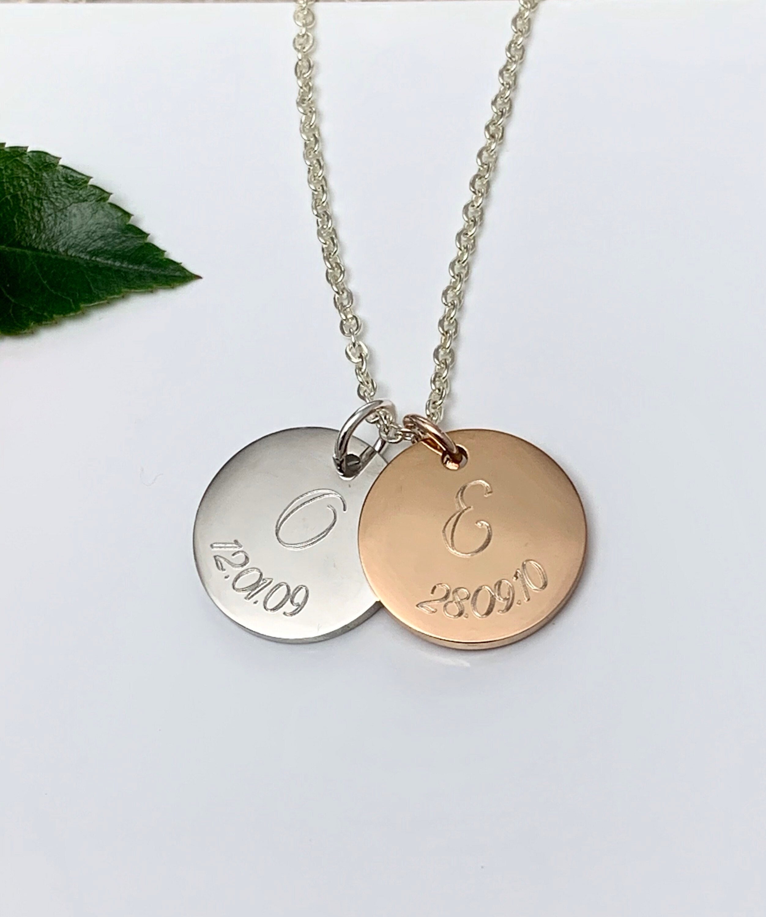 Custom Engraved Name Date Round Coin Stainless Steel Personalized ID Tag  Accessory Jewelry Pendant Fit for Bracelet Necklace