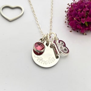 Special Birthday 13th Gift Personalised Name Birthstone Necklace Jewellery Personalised Birthday Present Christmas Friend Daughter Niece image 1