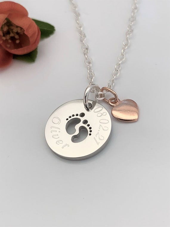 Vertical Baby Feet Necklace with Birthstones in 18k Gold Plating over 925  Sterling Silver | JOYAMO - Personalized Jewelry