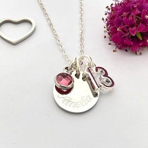 Special Birthday 13th Gift Personalised Name Birthstone Necklace Jewellery Personalised Birthday Present Christmas Friend Daughter Niece image 2