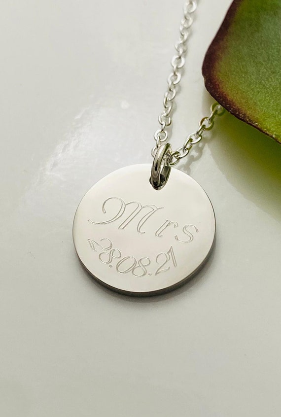 Personalised Bridal Mrs Necklace With 