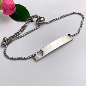 Stainless Steel Pretty Ladies Girls Bracelet personalised With Name Birthday Christmas Gift UK Seller