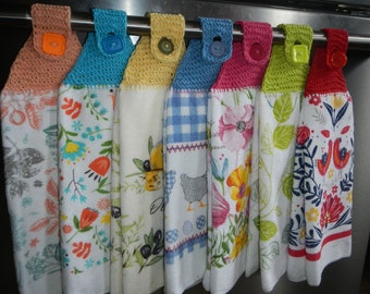 Hanging Kitchen Towels, hand towels,kitchen towels, button hanging towels, reversible towels, shower gifts, hostess gifts, gifts for mom