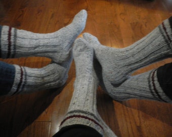 Work and Sport Socks, handknit wool blend socks, boot socks, sports socks, ski socks, family knit work socks, snowboard socks,