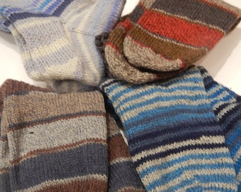 Men's Hand Knit Wool  Socks,  Men's socks,  dress socks, striped socks