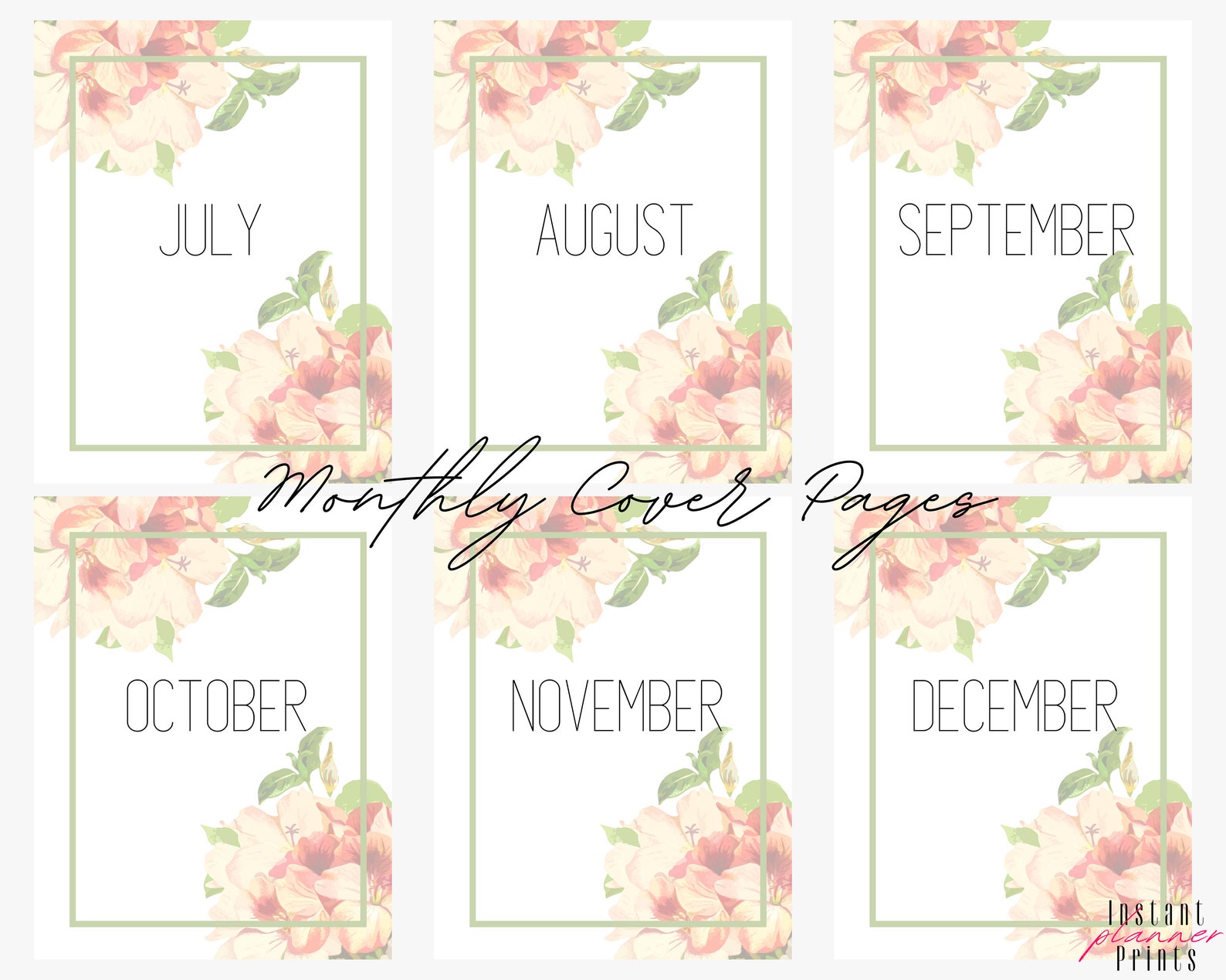 Monthly Calendar Cover Page Digital Print Calendar Print Etsy
