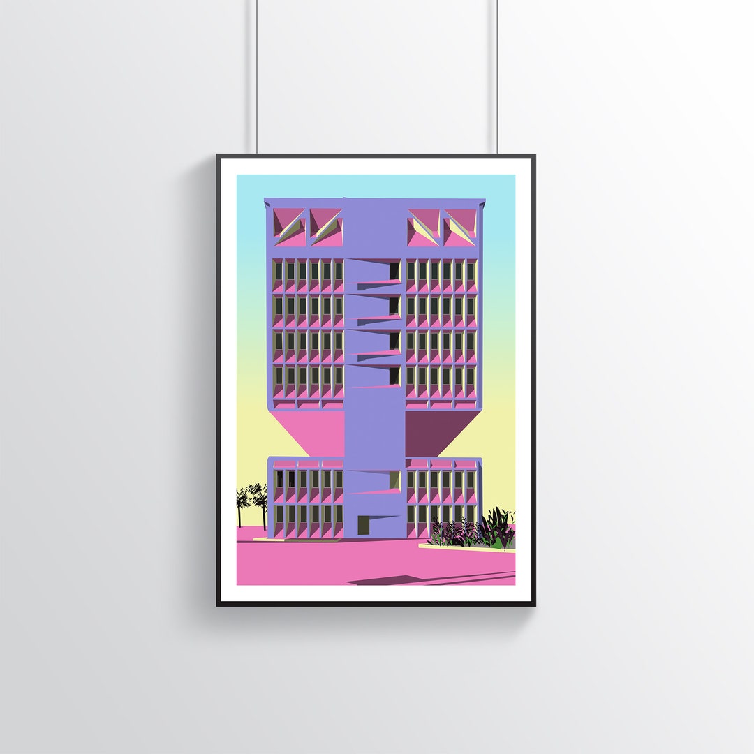 Pirelli Tire Building Art Print Poster Midcentury Etsy