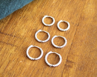 Gedraaide dunne zilveren oorringen - zilveren creolen - fijne gedraaide oorbellen in verschillende maten 6 mm, 7 mm, 8 mm - twisted hoops