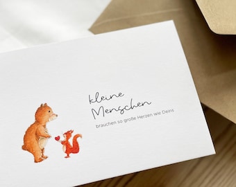 Karte für den Kindergarten Abschied - Bär und Eichhörnchen | Für Erzieherinnen zum Dankeschön sagen