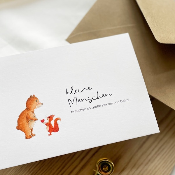 Karte für den Kindergarten Abschied - Bär und Eichhörnchen | Für Erzieherinnen zum Dankeschön sagen