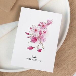 Osterkarte - Liebe Ostergrüße - Frühlingsblumen | Ostern | Postkarte | Grußkarte | Aquarell Karte