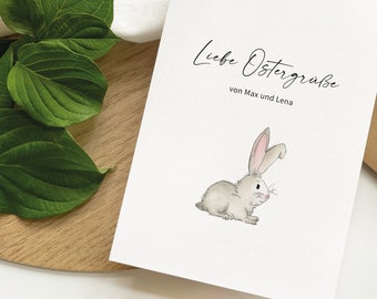 Personalisierbare Osterkarte - Liebe Ostergrüße | Karte mit Namen | Osterhase | Geschenk Ostern