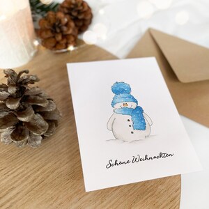 Weihnachtskarte - Schneemann | Karte für die Weihnachtszeit | Grußkarte Advent