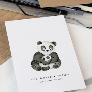 Pandas Vatertagskarte - personalisierbare Glückwunschkarte | Vatertag | Geschenk Papa und Opa | Geburtstagskarte