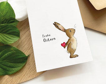 Osterkarte - Frohe Ostern - Osterhase | Postkarte | Grußkarte | Ostergrüße Aquarell