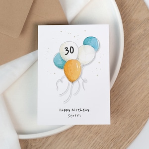 Karte zum Geburtstag - Personalisierbare Glückwunschkarte | mit Namen und Alter | Klappkarte