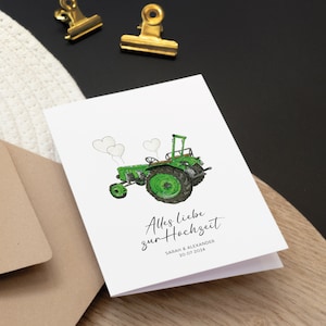 Personalisierbare Glückwunschkarte Hochzeit - Traktor | Hochzeitskarte | Hochzeitgeschenk | Glückwunschkarte mit Namen