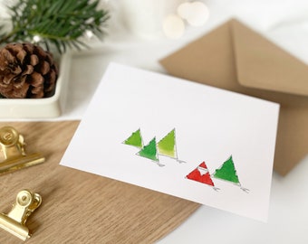 Weihnachtskarte - Weihnachtsmann | Abstrakte Grußkarte Weihnachten | Klappkarte | Künstler Postkarte