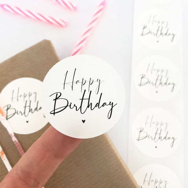 Aufkleber  - Happy Birthday | runder Sticker | ab 10 Stück | Geburtstag | Geschenkaufkleber