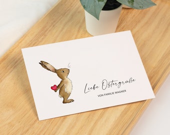 Personalisierbare Osterkarte - Liebe Ostergrüße | Karte mit Namen | Osterhase | Geschenk Ostern