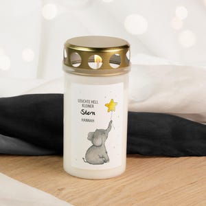 Personalisierbare Grabkerze - Leuchte hell kleiner Stern | Sternenkinder | Friedhofskerze | Grablicht | Grabschmuck