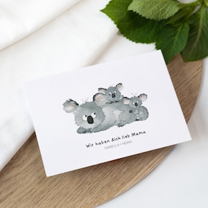 Personalisierbare Muttertagskarte - Koalas | Muttertag | Geburtstagskarte | Muttertagsgeschenk | Geschenk Mama