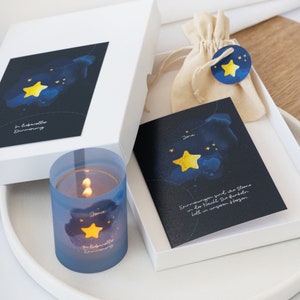 Personalisierbare Trauerbox - Stern | Trostbox mit Trauerkarte, Teelicht und Lichthülle | Trauergeschenk für Sternenkinder und Erwachsene