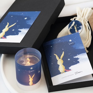 Personalisierbare Trauerbox - Hase | Trostbox mit Trauerkarte, Teelicht und Lichthülle | Trauergeschenk für Sternenkinder, Kinder und Babys