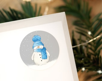 Weihnachtsaufkleber - Schneemann | runder Sticker | ab 10 Stück | Dekoration Weihnachtsgeschenk | Geschenkverpackung